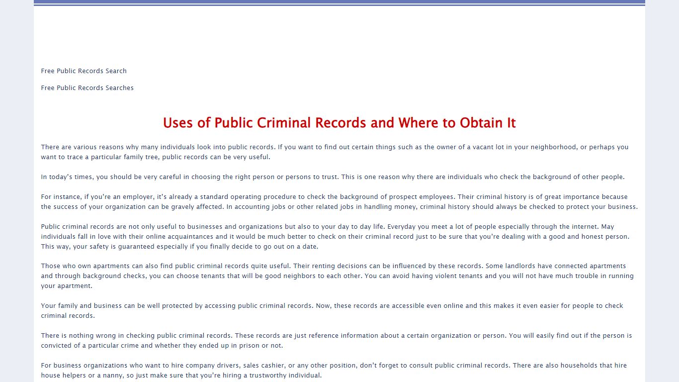 Uses of Public Criminal Records and Where to Obtain It - Google
